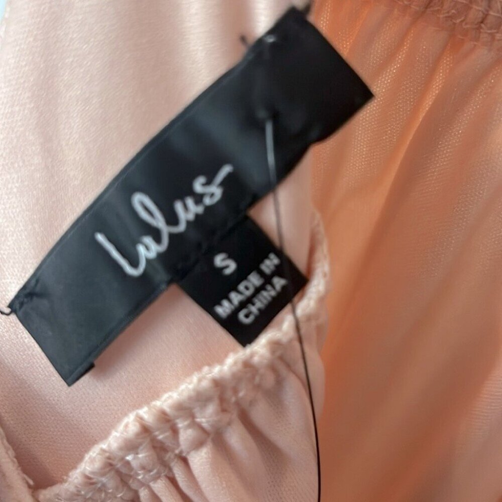 Lulu’s NWT Don't Let Go True Blush Halter Maxi Chiffon Prom Formal Dress Sz S - Picture 4 of 13